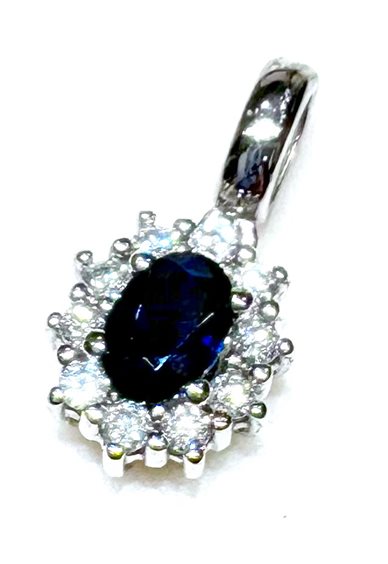 Anhänger Sommer Gioielli Dame KATE in Weißgold Zaffiro blu 0.60 Ct KATE ZAF CT 0.60 DIA 0.22 G/VS - KATE ZAF CT 0.60 DIA 0.22 G/VS